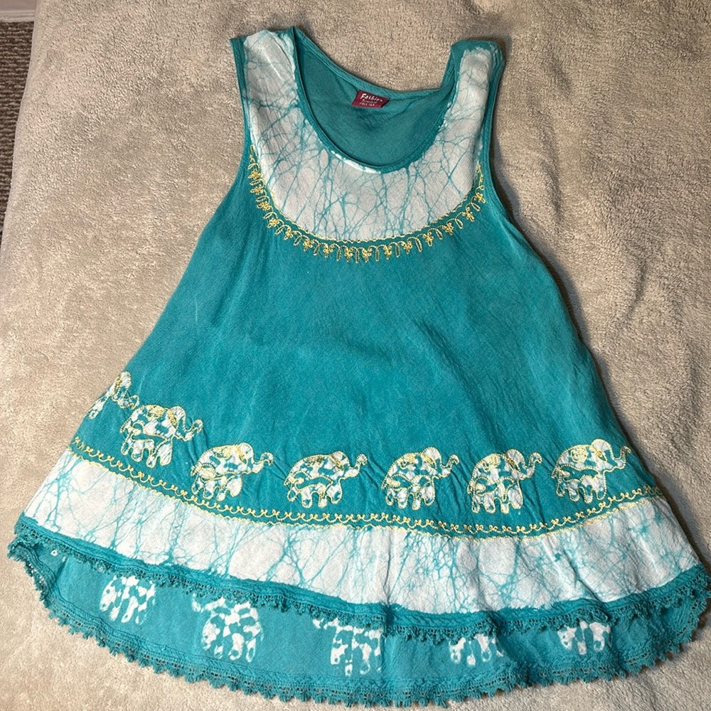 Vintage Teal Elephant Tank